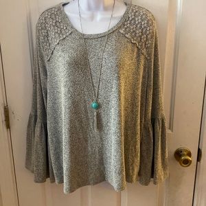 Studio JPR grey lightweight sweater with flared sleeves